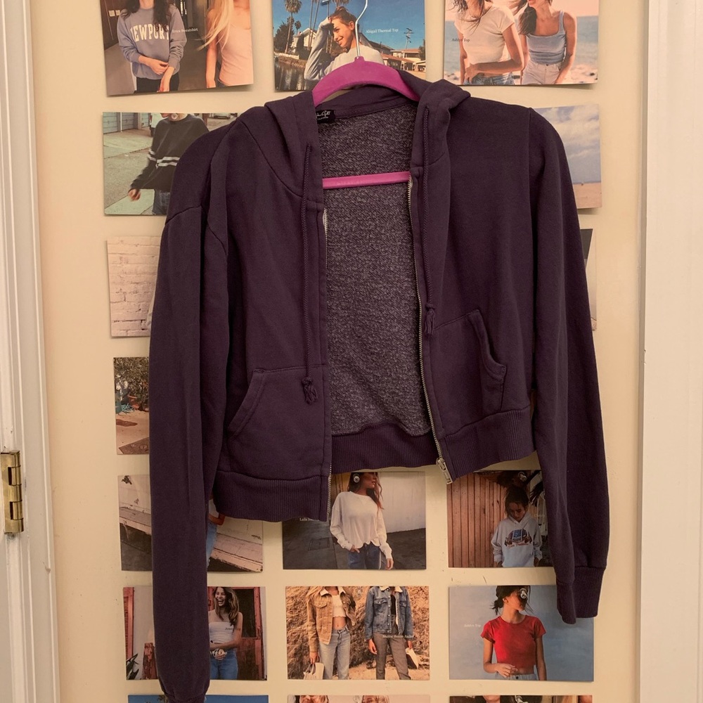 Light Navy Cropped Zip-up